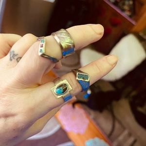 4 sterling, silver with turquoise rings
